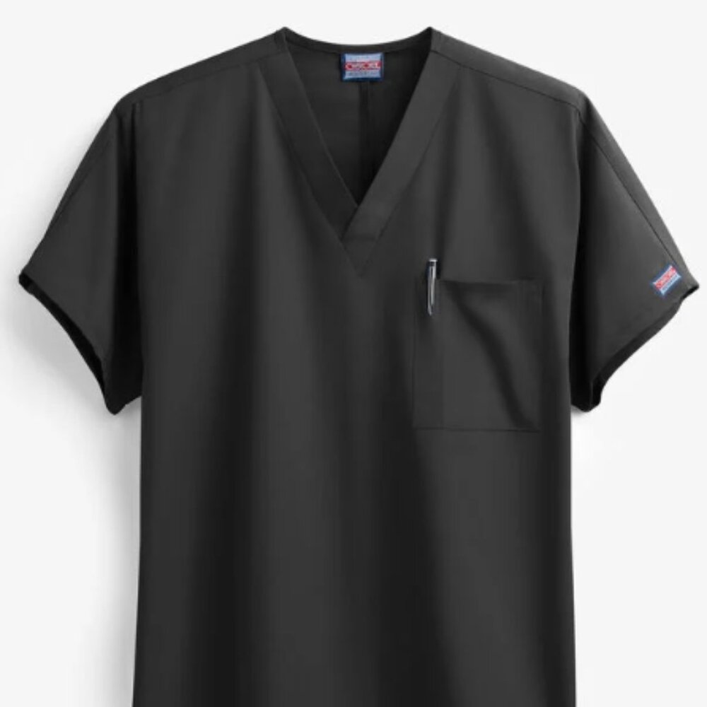 Cherokee Workwear Unisex 1-Pocket V-Neck Scrub Top Navy Black 4777